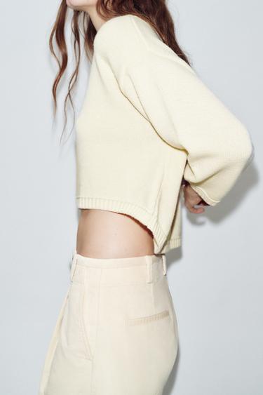 PULL COURT EN MAILLES - Écru de Zara - Image 2