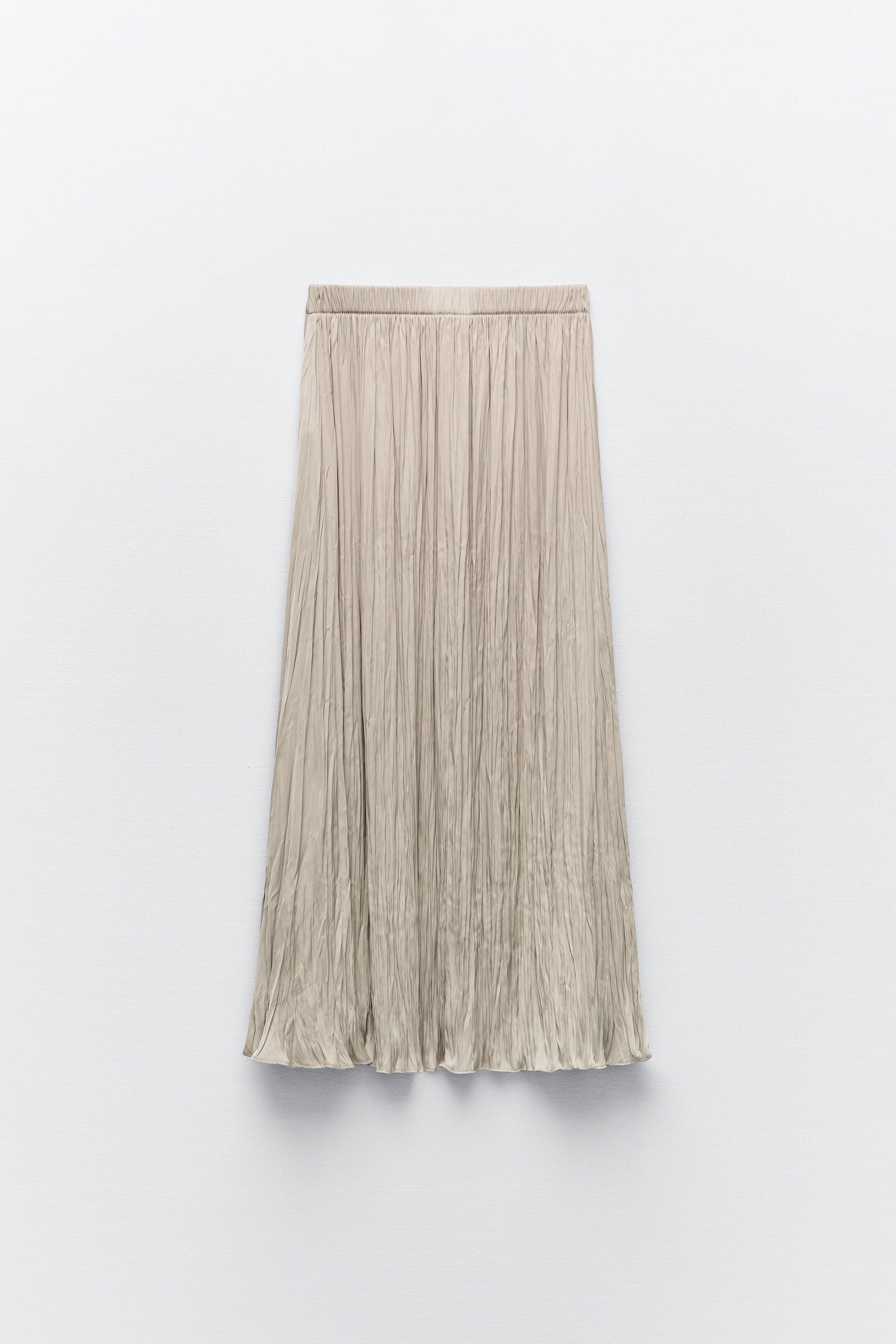 Beige pleated shop skirt zara