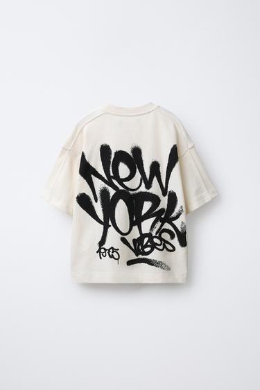 TEXTURED GRAFFITI T-SHIRT - Ecru by Zara