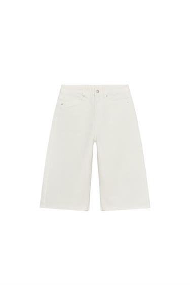 BERMUDA DENIM TIRO MEDIO ZW COLLECTION - Blanco de Zara