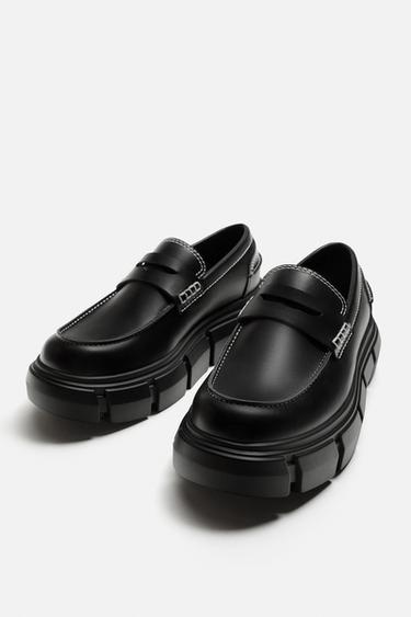 CHUNKY LOAFERS WITH TOPSTITCHING - Black by Zara - Image 1