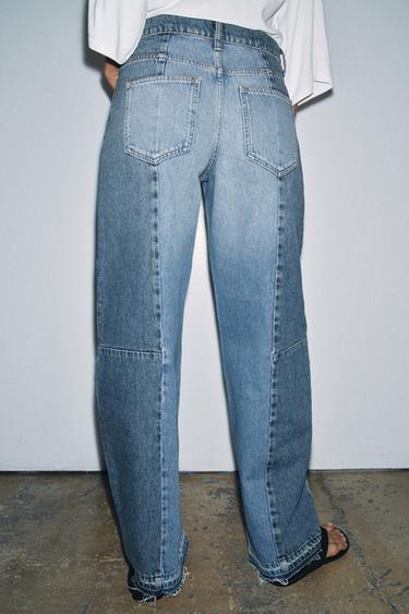 JEAN ZW COLLECTION BARREL PATCHWORK TAILLE NORMALE - Bleu de Zara - Image 2