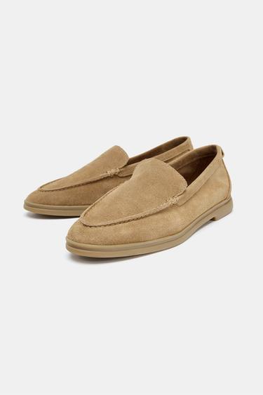 FLAT SPLIT SUEDE LOAFERS - Sand Brown by Zara - Image 3