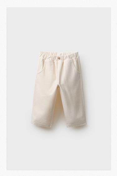 PANTALON EN SERGE À BOUTON - Écru de Zara