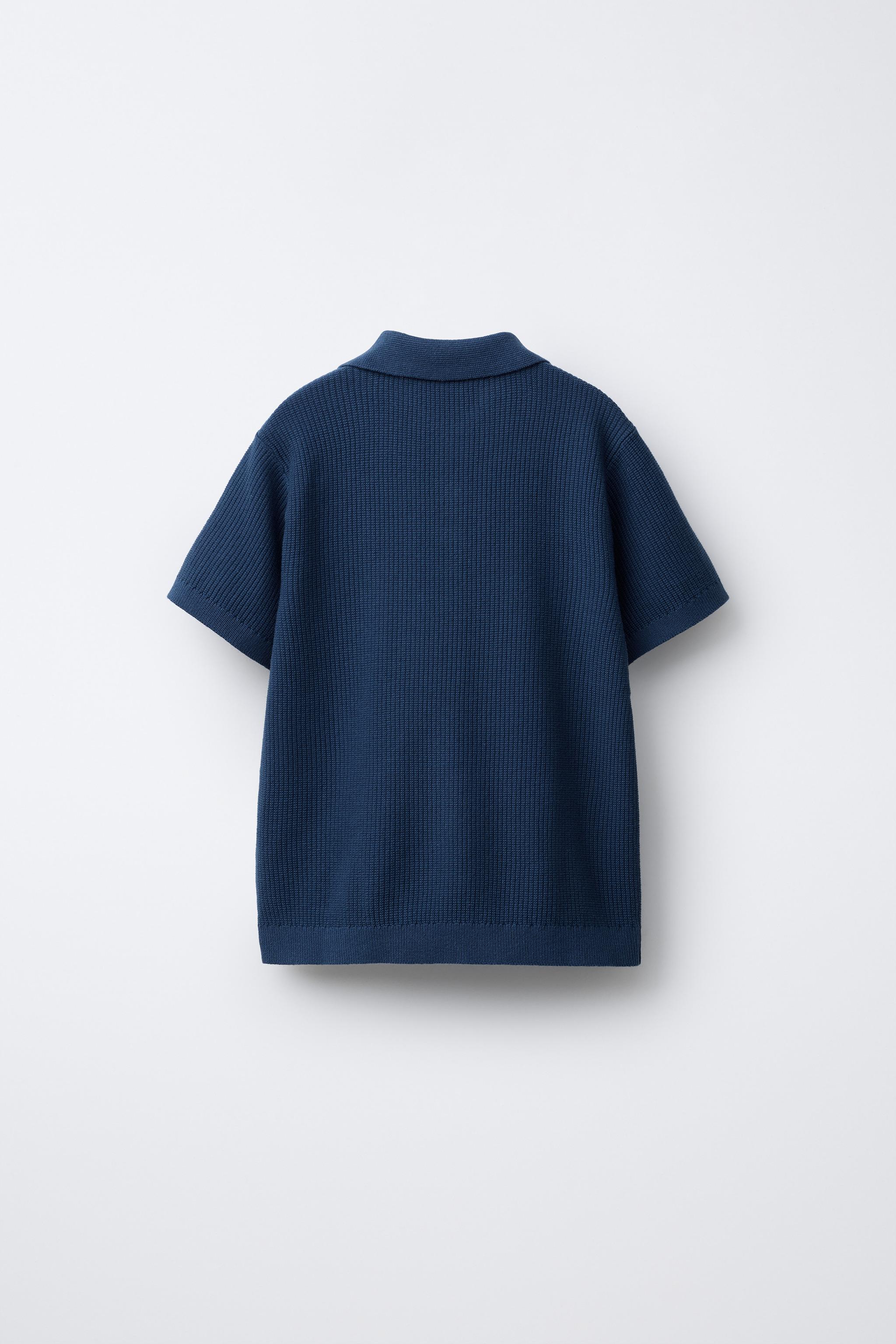 RIB-KNIT COTTON POLO SHIRT - Bluish | ZARA United States