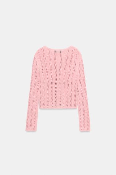 POINTELLE KNIT CARDIGAN - Pink by Zara - Image 8