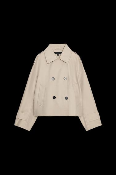 SHORT DOUBLE-BREASTED TRENCH COAT - camel by Zara - Image 0