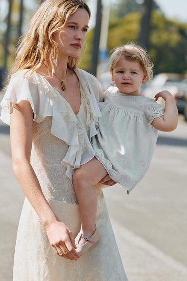 SWISS EMBROIDERED DRESS AND BRIEFS - Pastel blue by Zara