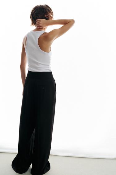 PANTALON LARGE TAILLE HAUTE - Noir de Zara - Image 3