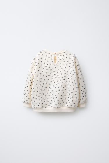 PRINTED SWEATSHIRT - Ecru / Blue by Zara - Image 1