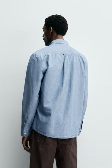 CHEMISE REGULAR FIT CHAMBRAY - Indigo de Zara - Image 2