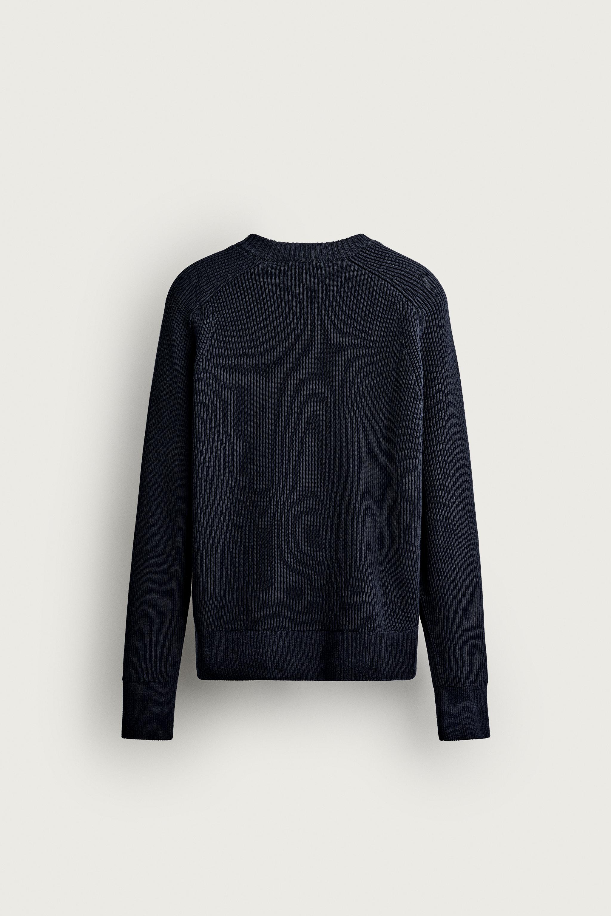 100% COTTON REGULAR FIT JUMPER — Dark navy