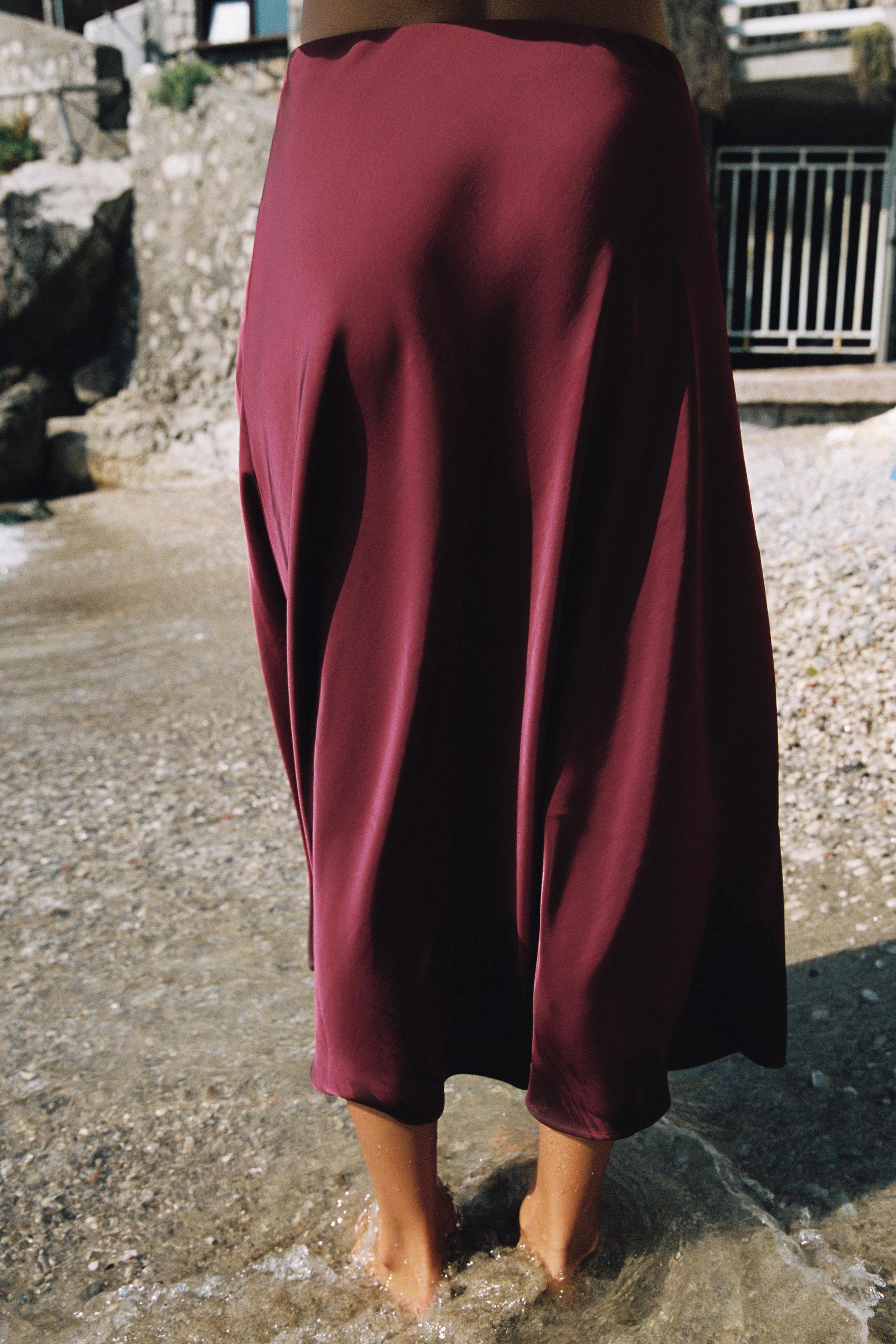 Женские юбки Zara SATIN WRAP MIDI SKIRT — фото 7