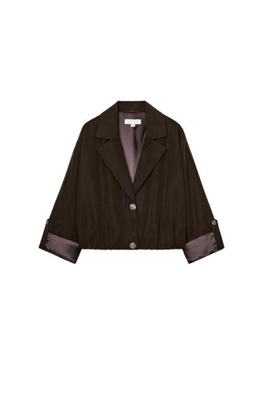 SHORT JACKET WITH ELASTICATED HEM - Brown by Zara