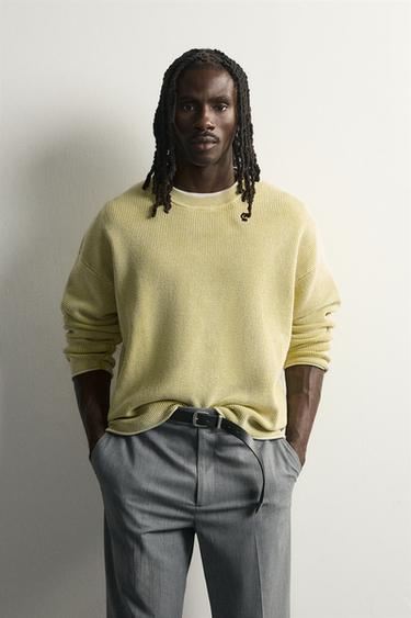 WAFFLE TEXTURE SWEATER — Lime green 2