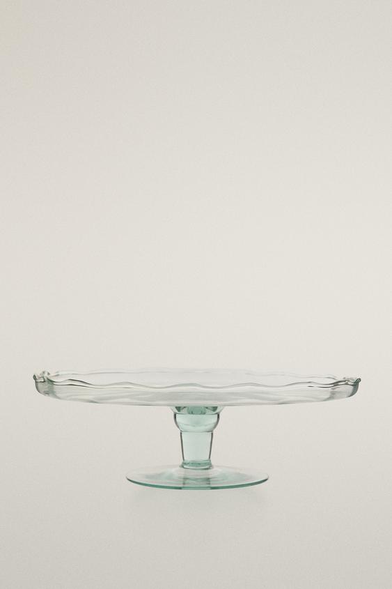 PLAT À GÂTEAU EN VERRE - Vert d'eau de Zara - Image 0