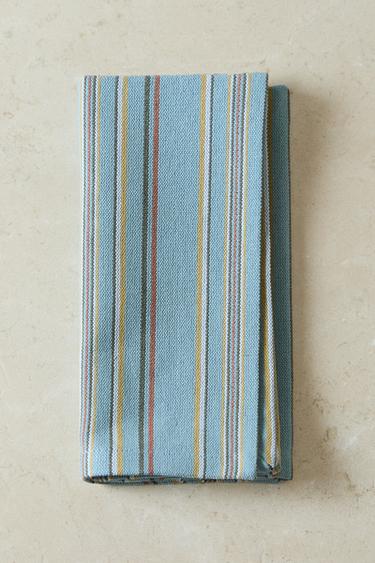 PACK OF COTTON NAPKINS WITH MULTICOLOURED STRIPES (PACK OF 4) - Blue by Zara