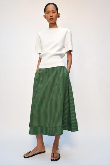 Zara SHOULDER PAD KNIT TOP - White