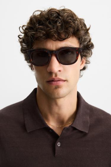 POLO EN MAILLE SOIE ET LIN - Marron foncé de Zara - Image 4