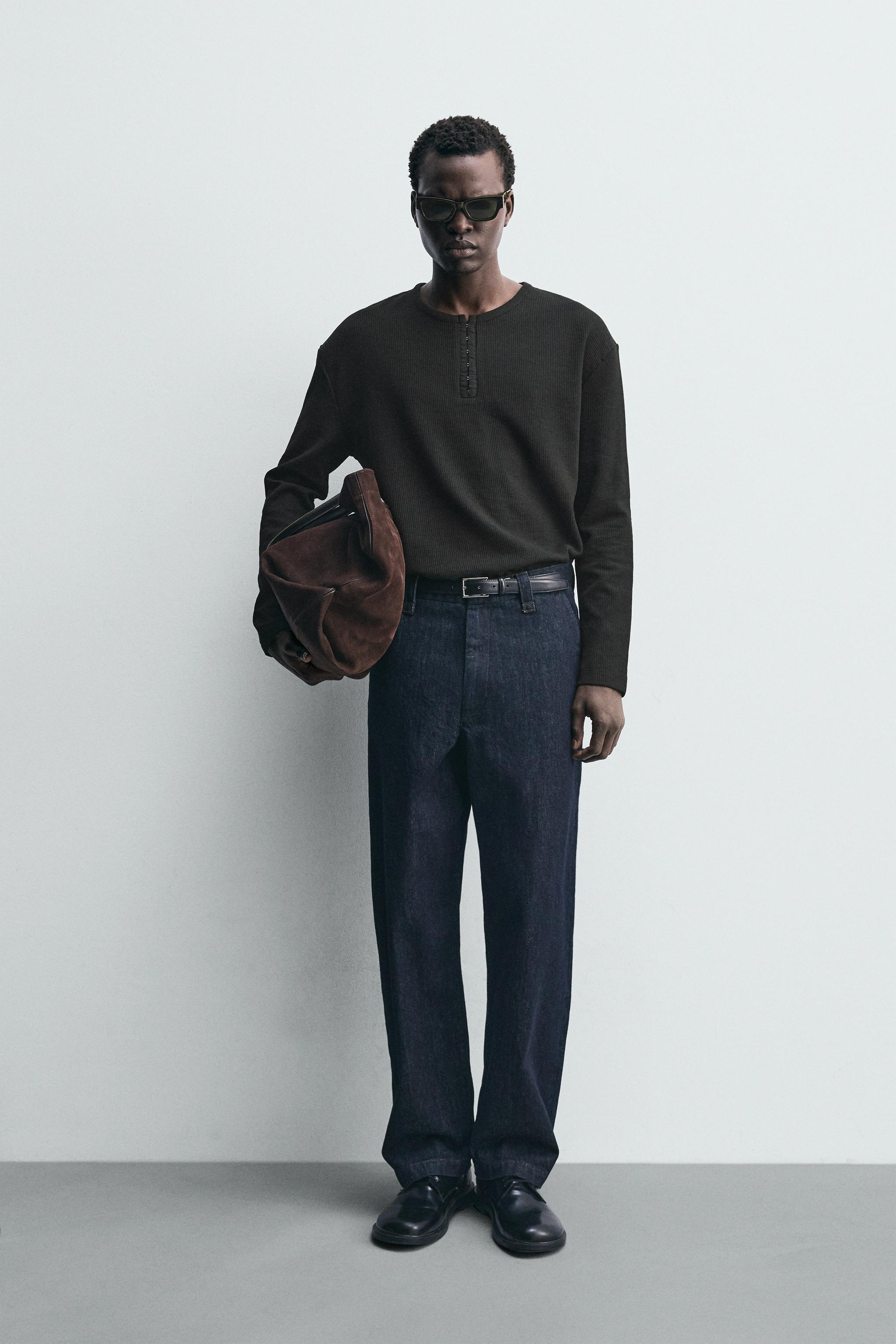 RIBBED HENLEY T-SHIRT