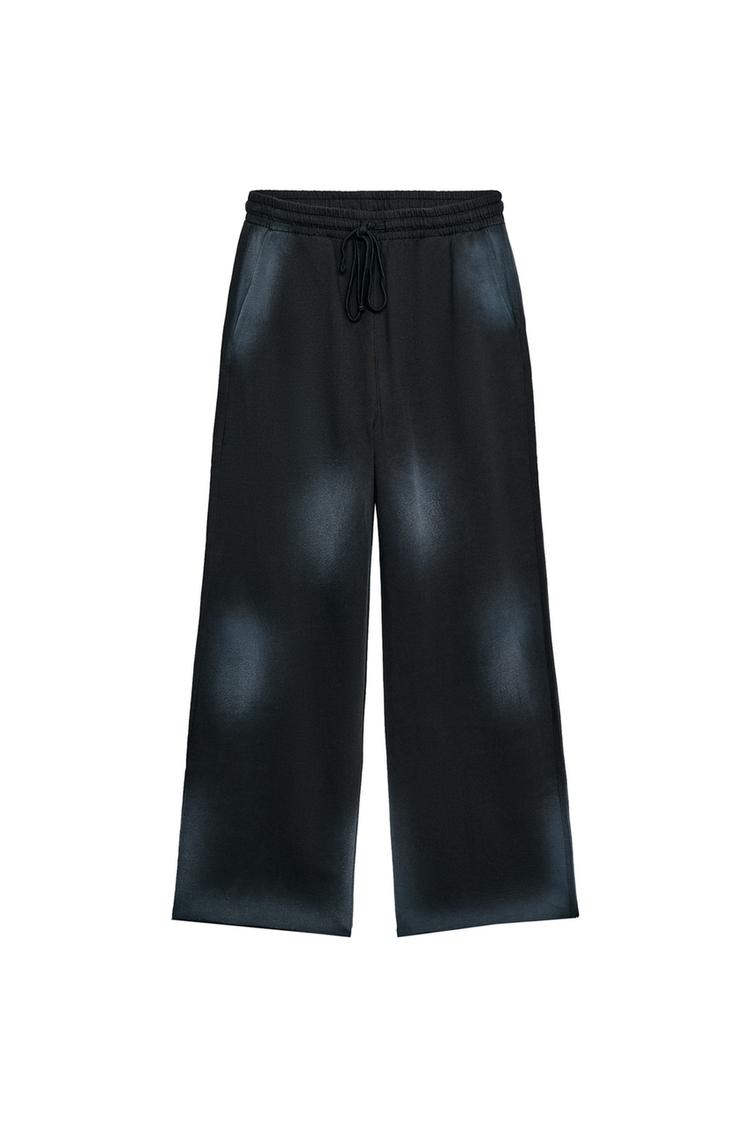 WASHED-EFFECT PLUSH TROUSERS