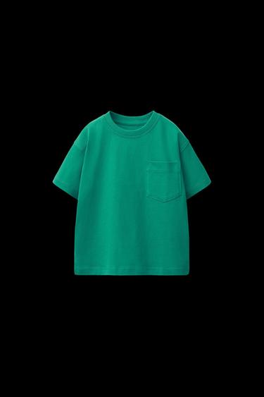 Zara PLAIN POCKET T-SHIRT - Emerald - Image 0