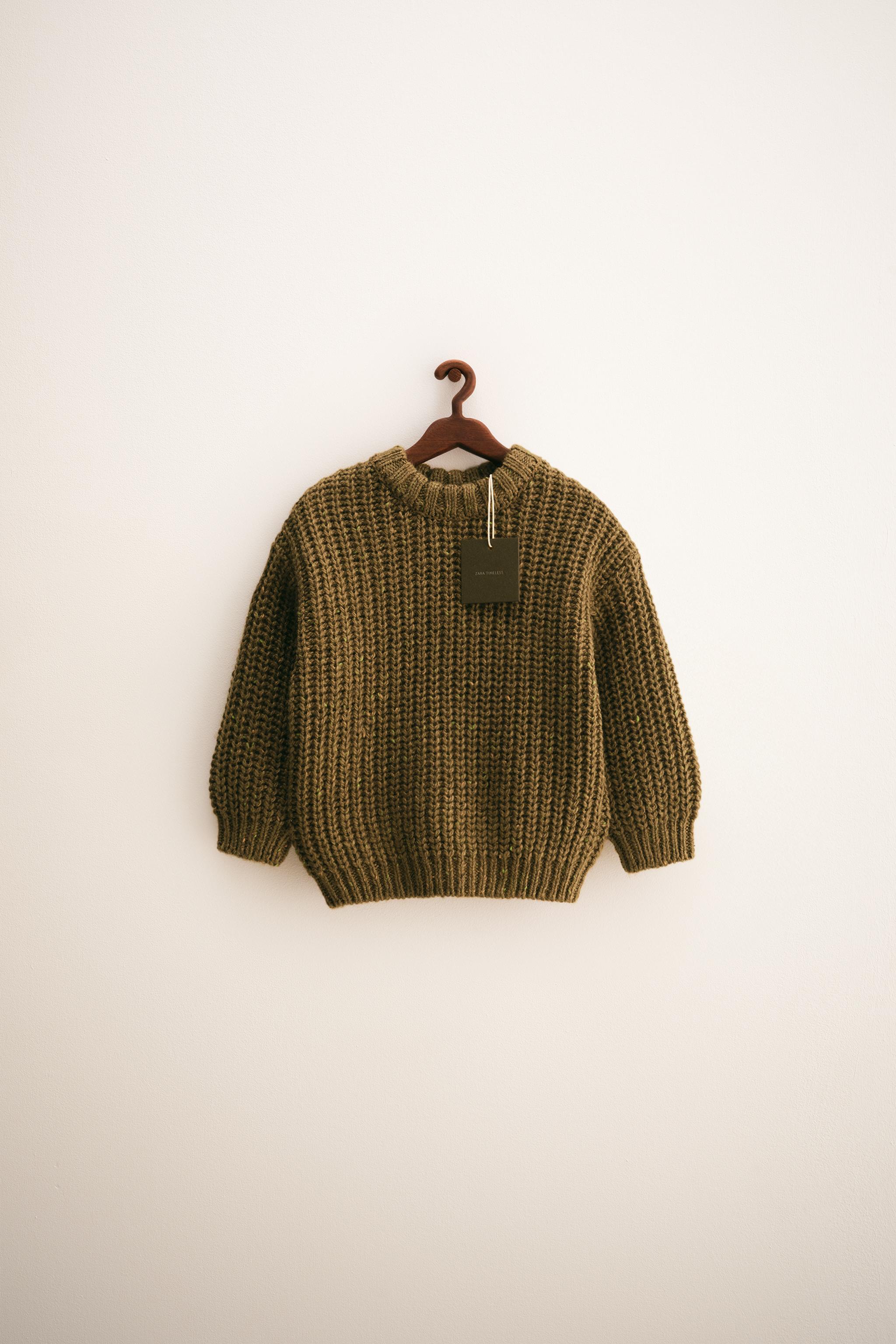 ZARA TIMELESS - CHUNKY KNIT JUMPER WITH WOOL - Mid-green