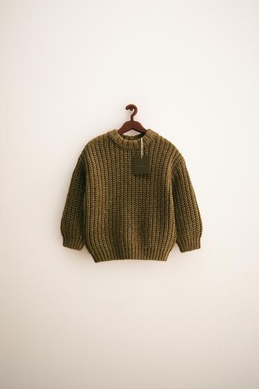 ZARA TIMELESS - GROBER STRICKPULLOVER AUS WOLLE - Mittelgrün von Zara