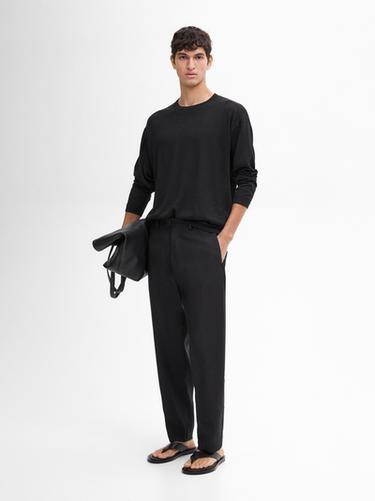 Zara 100% linen crew neck sweater - Black - Image 0