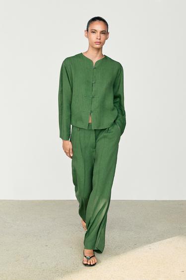 Zara Flowing total look pants - Green / Blue - Image 0