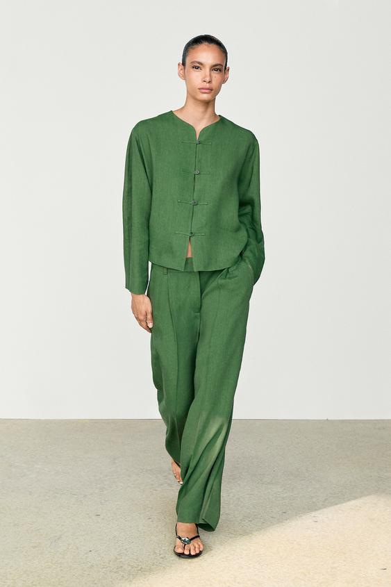 Pantalon fluido total look - Verde / Azul de Zara - Imagen 0