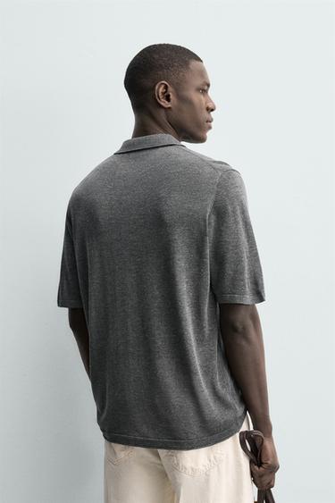 RELAXED FIT KNIT POLO SHIRT - Grey marl by Zara - Image 2