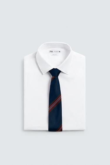 CRAVATE 100% SOIE À RAYURES - Marron-Bleu de Zara - Image 3