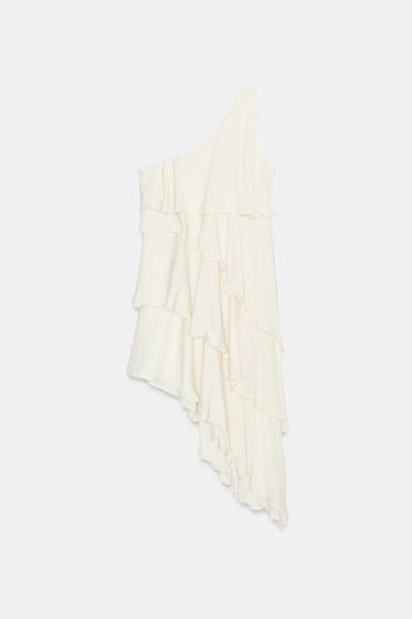 DRESS WITH RUFFLES AND KNOT - Ecru by Zara - Image 4