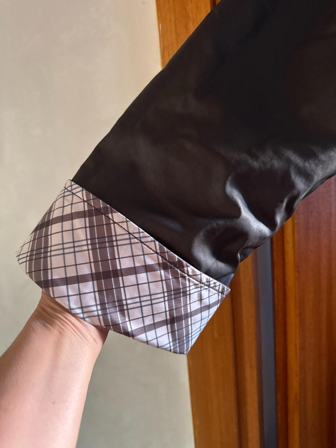 LONG WAXED CHECK TRENCH COAT - Image 3
