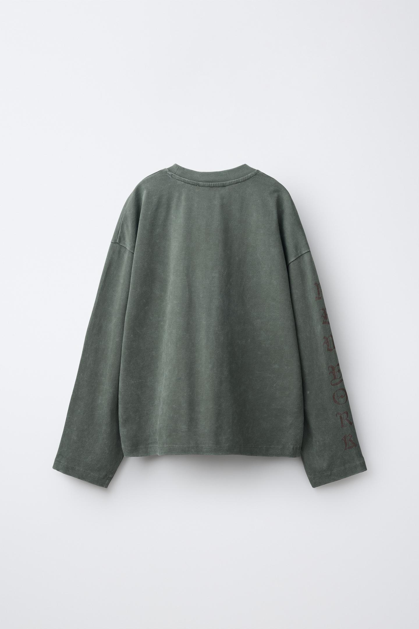 Детская футболка Zara Wash Effect Number, цвет: Тёмный антрацитовый — фото 3