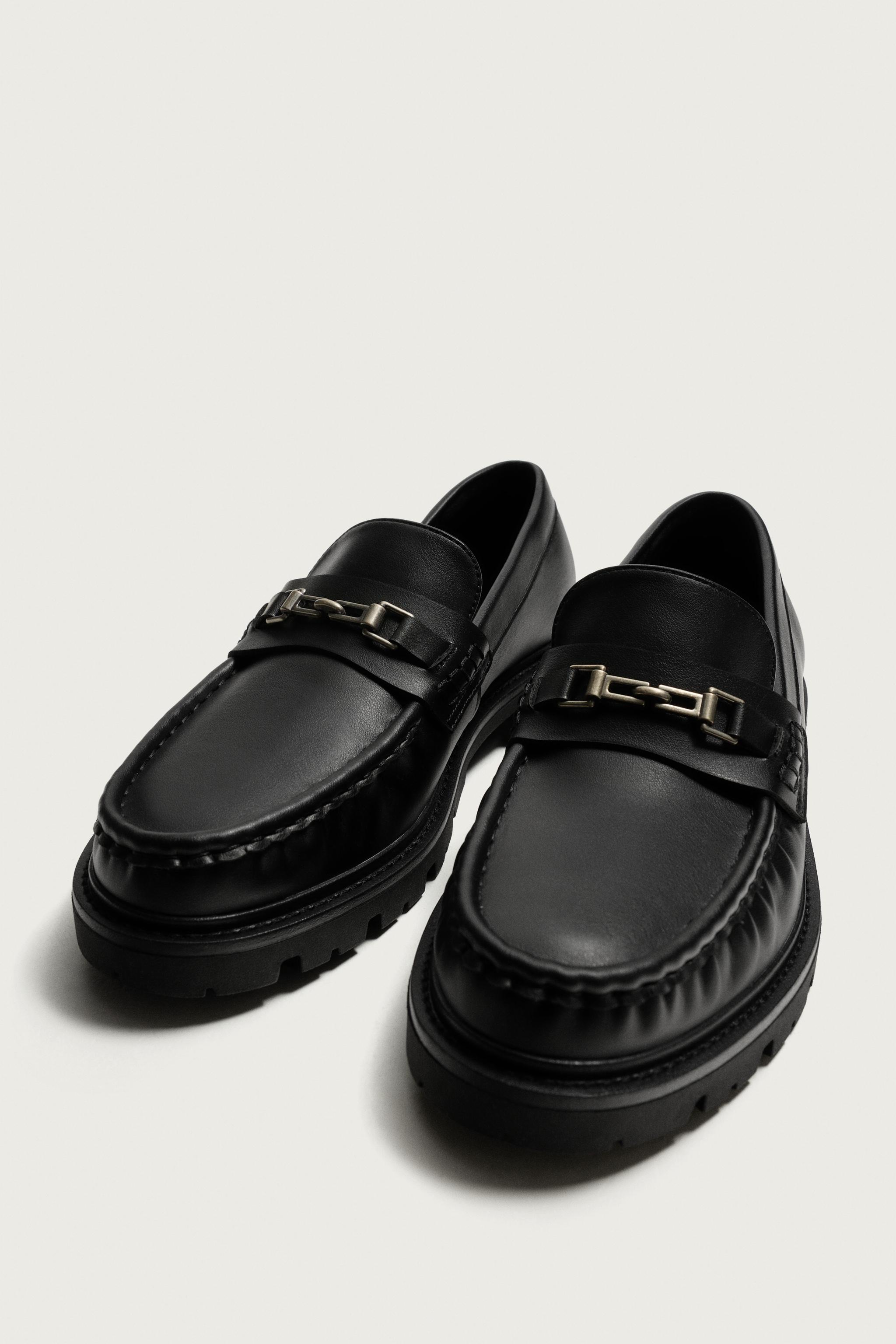 ZARA メタルパーツ付きモックトゥローファー METAL BIT LOAFERS - Black | ZARA United States