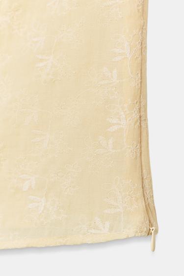 CHEMISE BRODÉE COL MAO - Jaune clair de Zara - Image 6