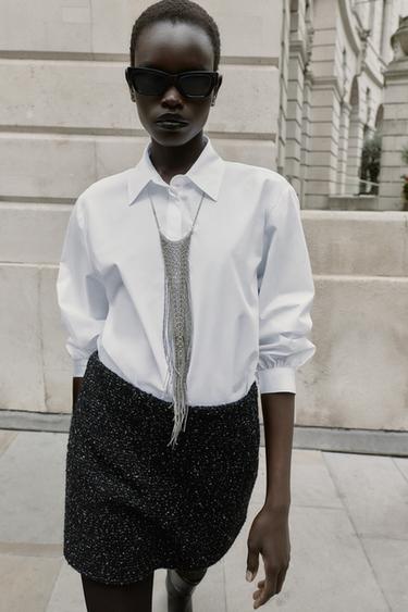 POPLIN SHIRT WITH TIES - White by Zara