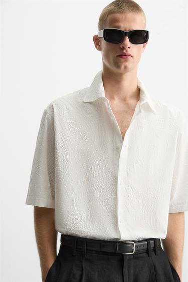 CHEMISE RELAXED FIT TEXTURÉE - Blanc de Zara - Image 6