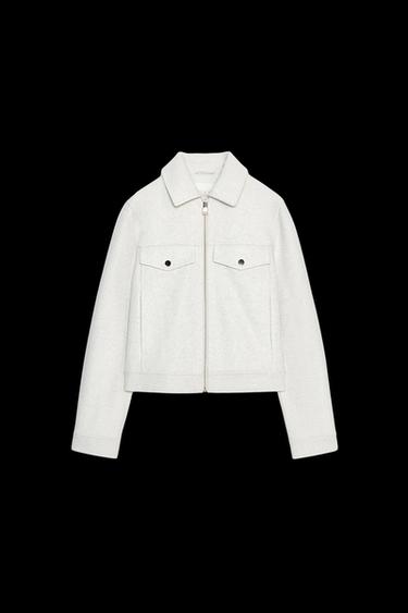 Zara SOFT ZIP JACKET - Ecru