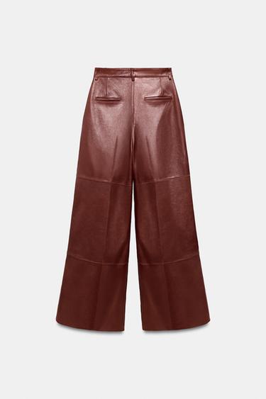 PANTALON EN CUIR WIDE LEG ZW COLLECTION ÉDITION LIMITÉE - Terracota de Zara - Image 4