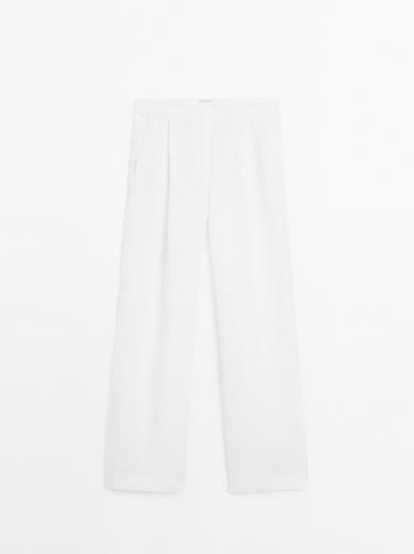 Zara Straight-leg flowing trousers with dart detail - Limited Edition - Oyster-white