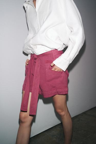 SHORT FLUIDE CEINTURE ZW COLLECTION - Rose de Zara - Image 3