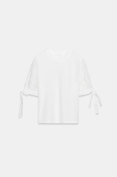 EMBROIDERED T-SHIRT - White by Zara - Image 5