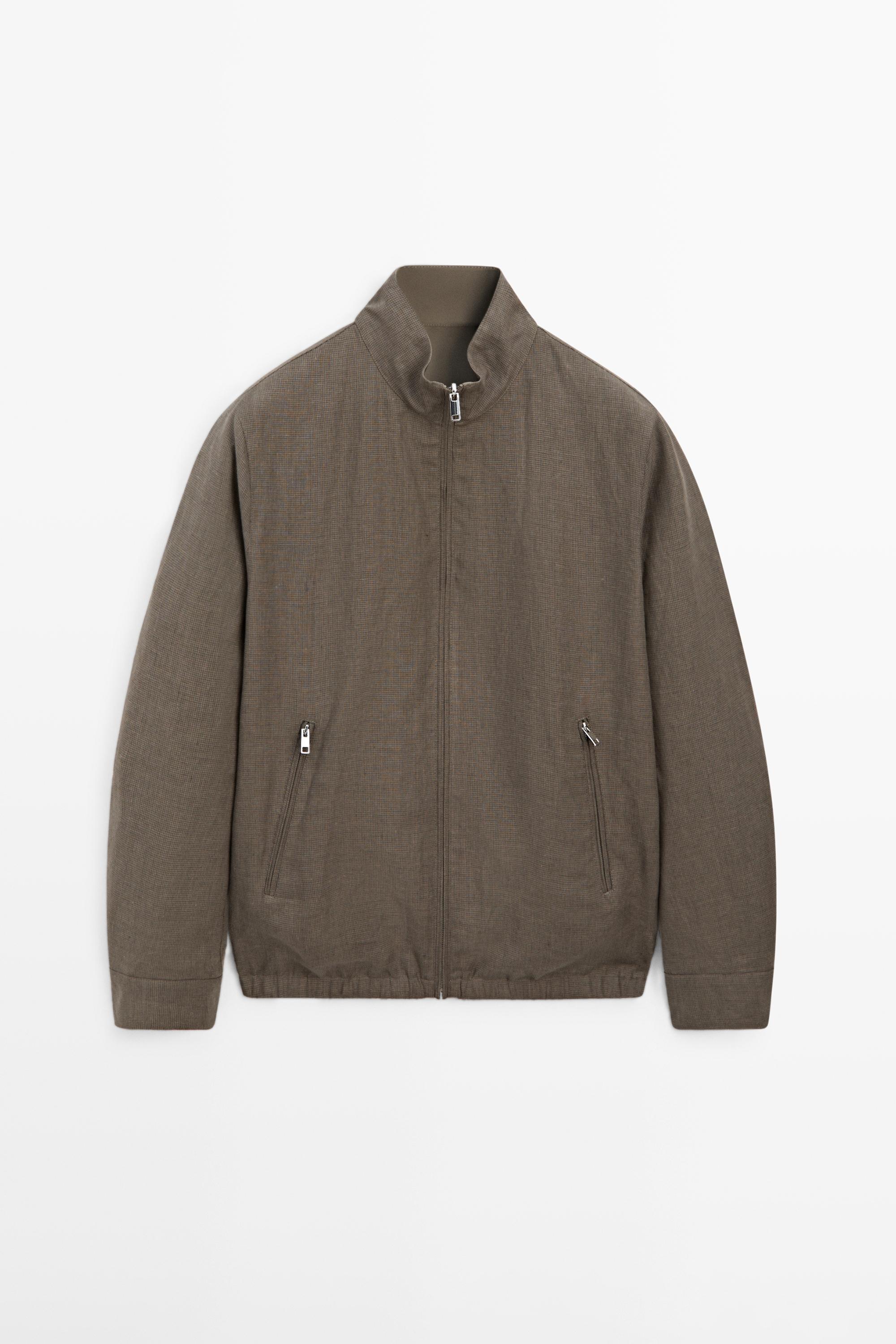 Blouson court réversible en lin mélangé