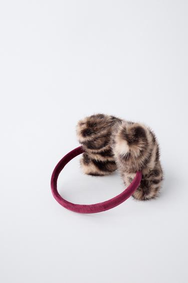 ANIMAL PRINT FAUX FUR EARMUFFS - Brown de Zara - Image 2