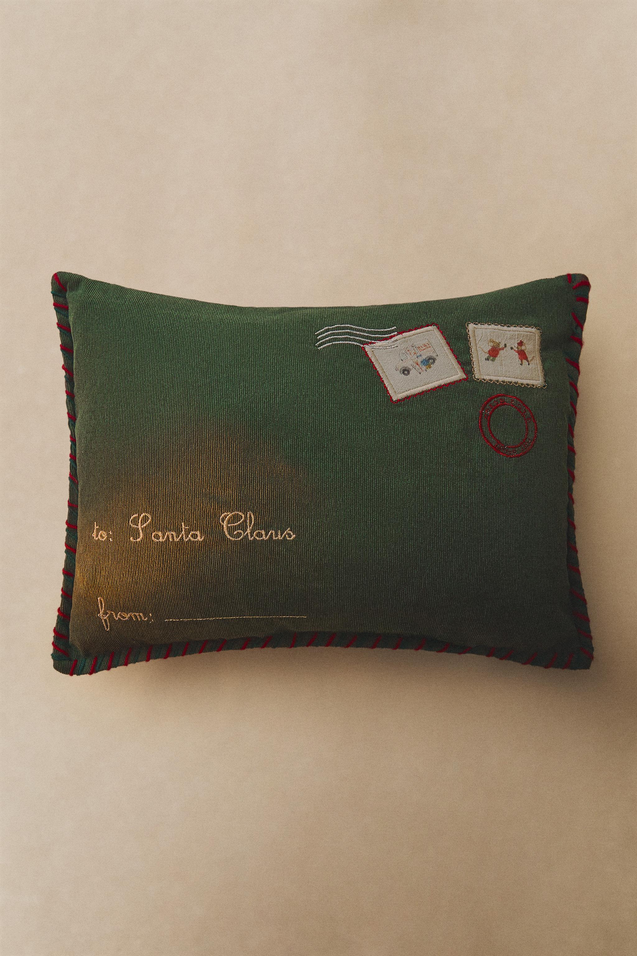 HOUSSE DE COUSSIN ENFANT VELOURS CÔTELÉ LETTRE PÈRE NOËL