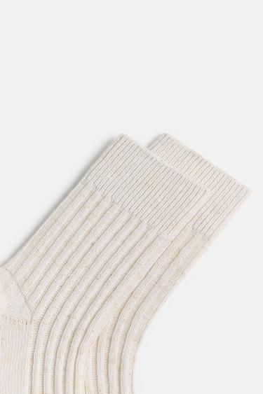 CHAUSSETTES COURTES CÔTELÉES - Écru de Zara - Image 4