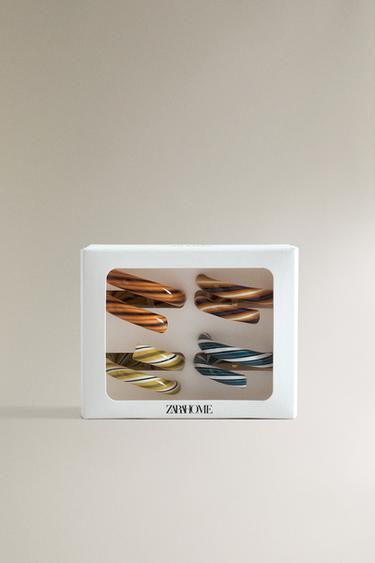 LOT PORTE-SERVIETTES VERRE SPIRALE (LOT DE 4) - Marron de Zara - Image 4